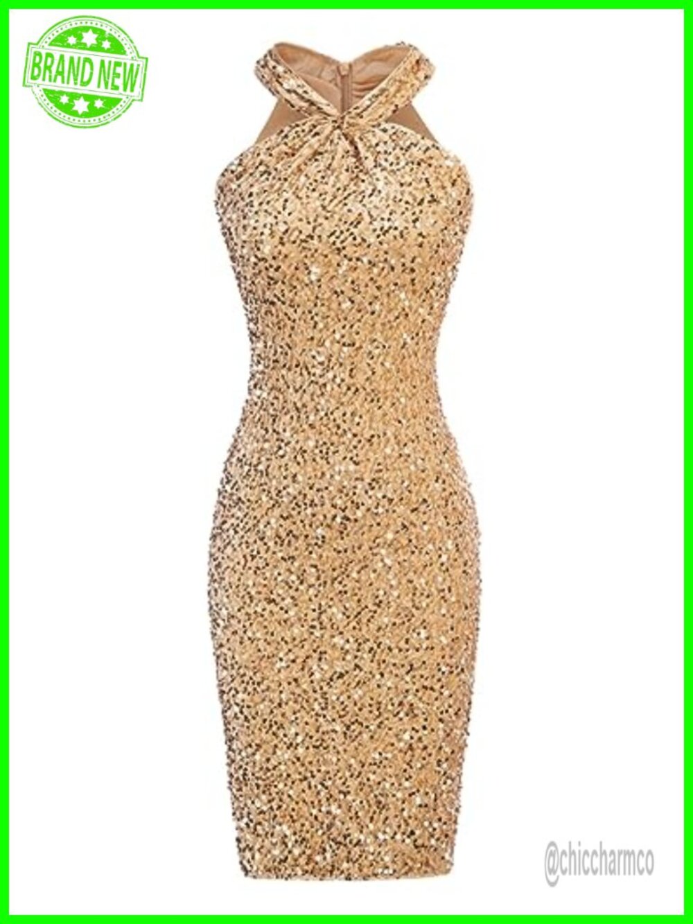 Sequin Halter Bodycon Dress